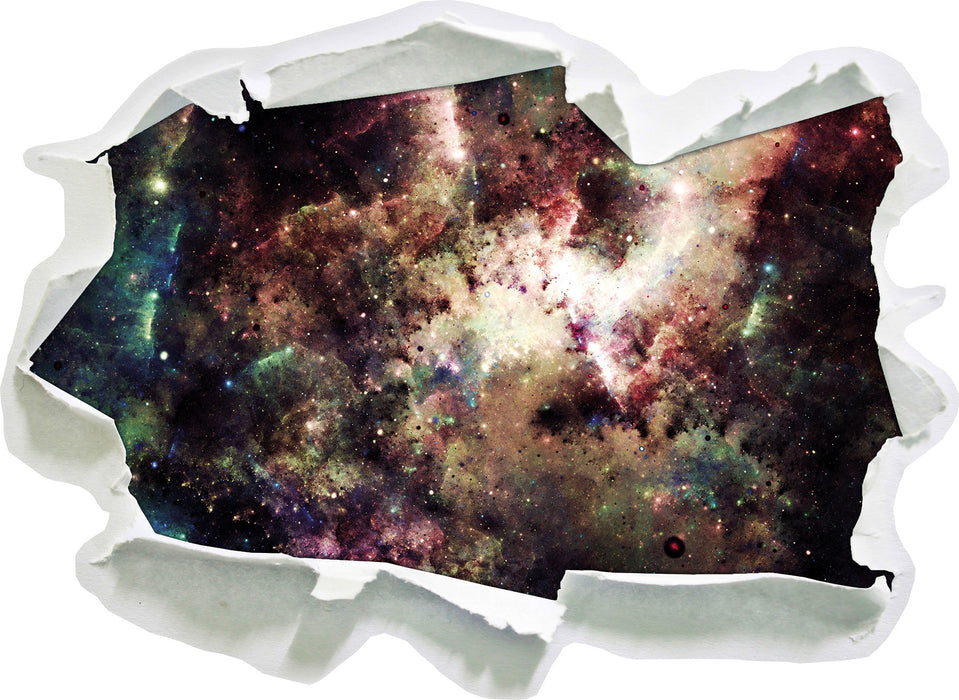 Bunte Nebelgalaxie und Sterne  3D Wandtattoo Papier