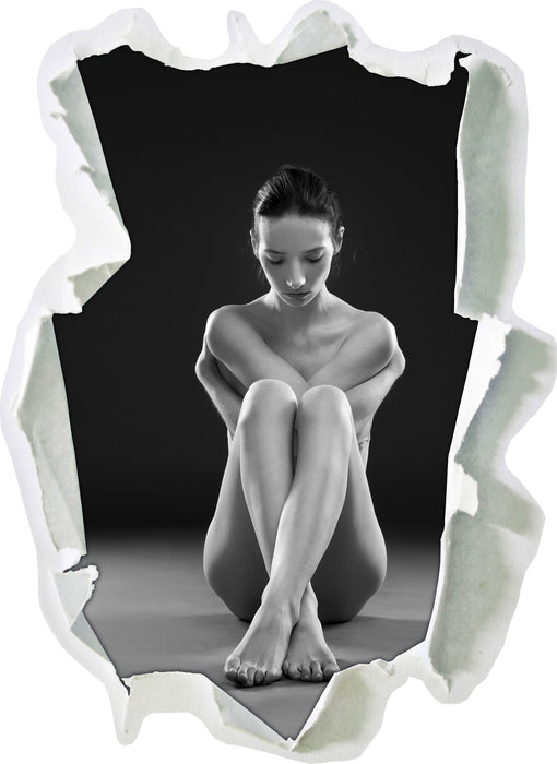 Nackte Frau macht Yoga  3D Wandtattoo Papier