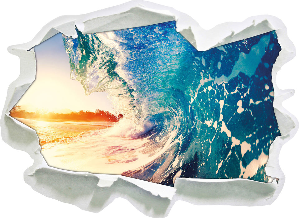 Riesen Welle bei Sonnenaufgang  3D Wandtattoo Papier