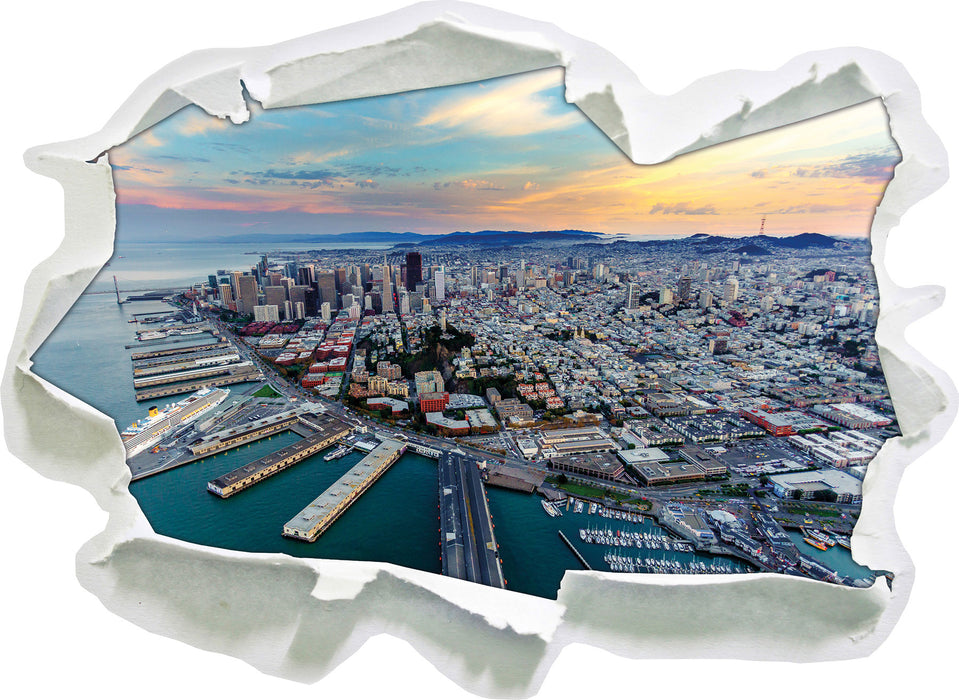 San Francisco bei Sonnenuntergang  3D Wandtattoo Papier