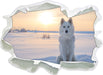 Weißer Wolf im Schnee 3D Wandtattoo Papier