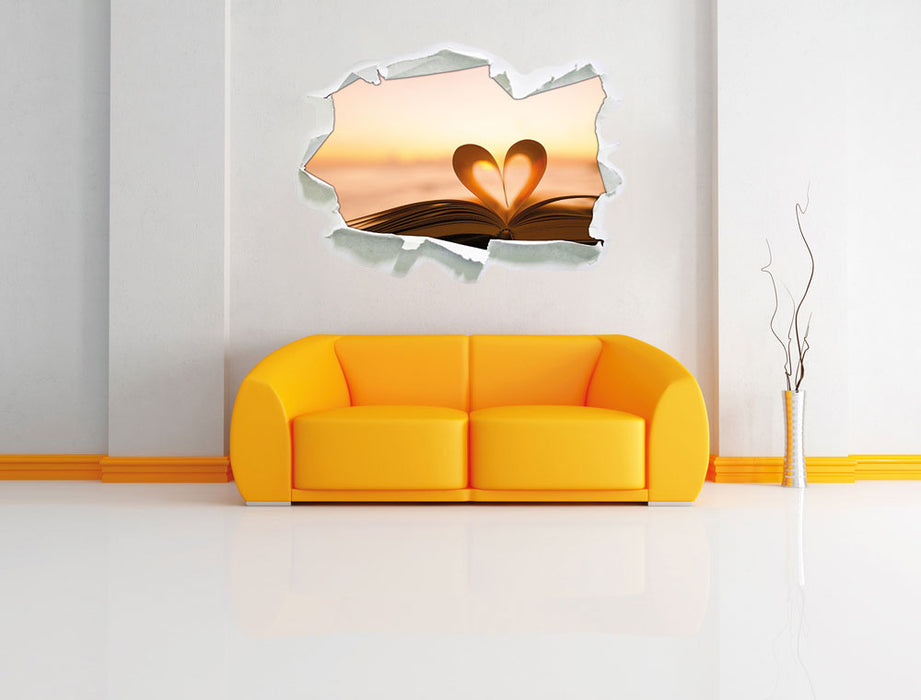 Das Herz aus einer Buchseite 3D Wandtattoo Papier Wand