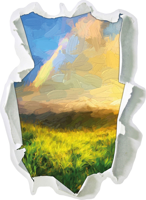 Berge mit Regenbogen am Himmel 3D Wandtattoo Papier