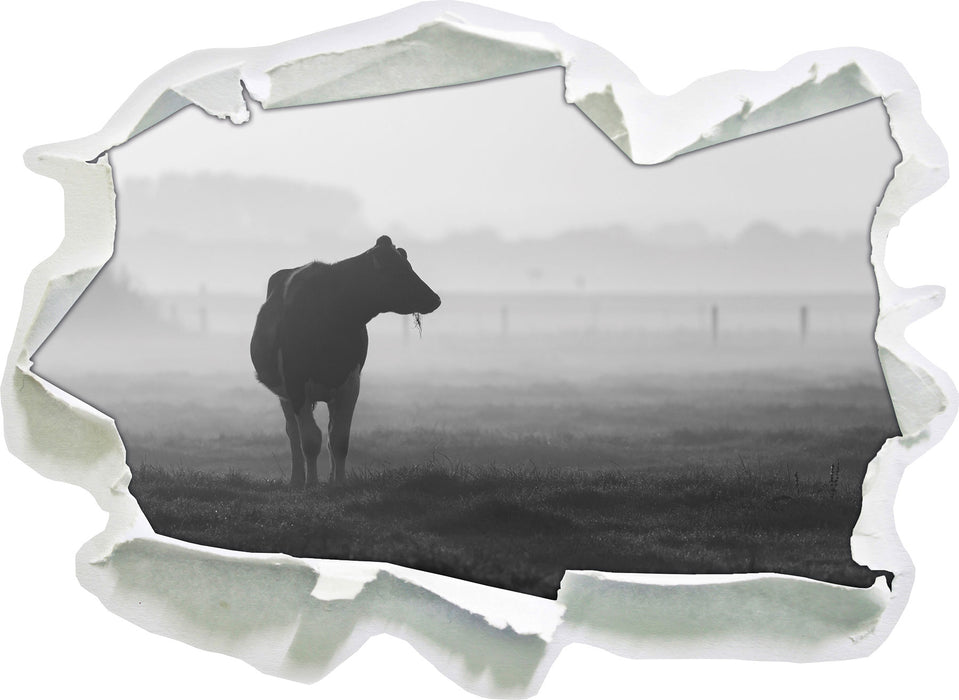 fressende Kuh auf der Weide 3D Wandtattoo Papier