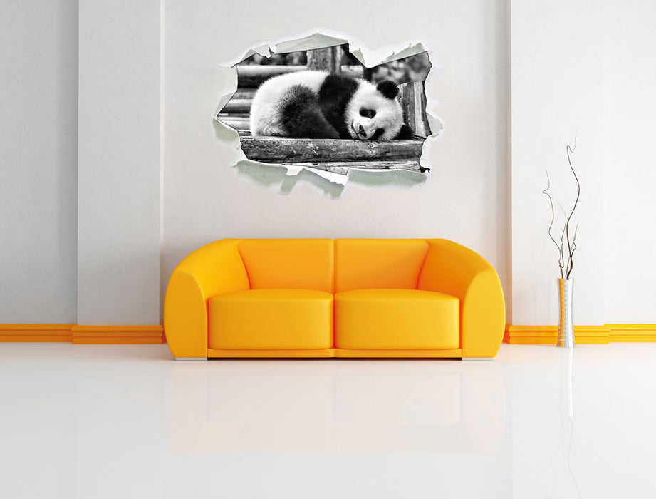 süßer kleiner Pandabär B&W 3D Wandtattoo Papier Wand