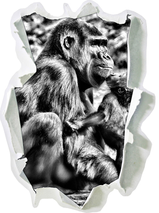 Gorilla-Baby küsst seine Mutter 3D Wandtattoo Papier