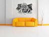 schöner Löwe mit Jungtier B&W 3D Wandtattoo Papier Wand