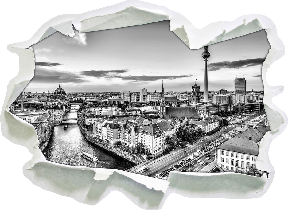 Skyline von Berlin B&W 3D Wandtattoo Papier