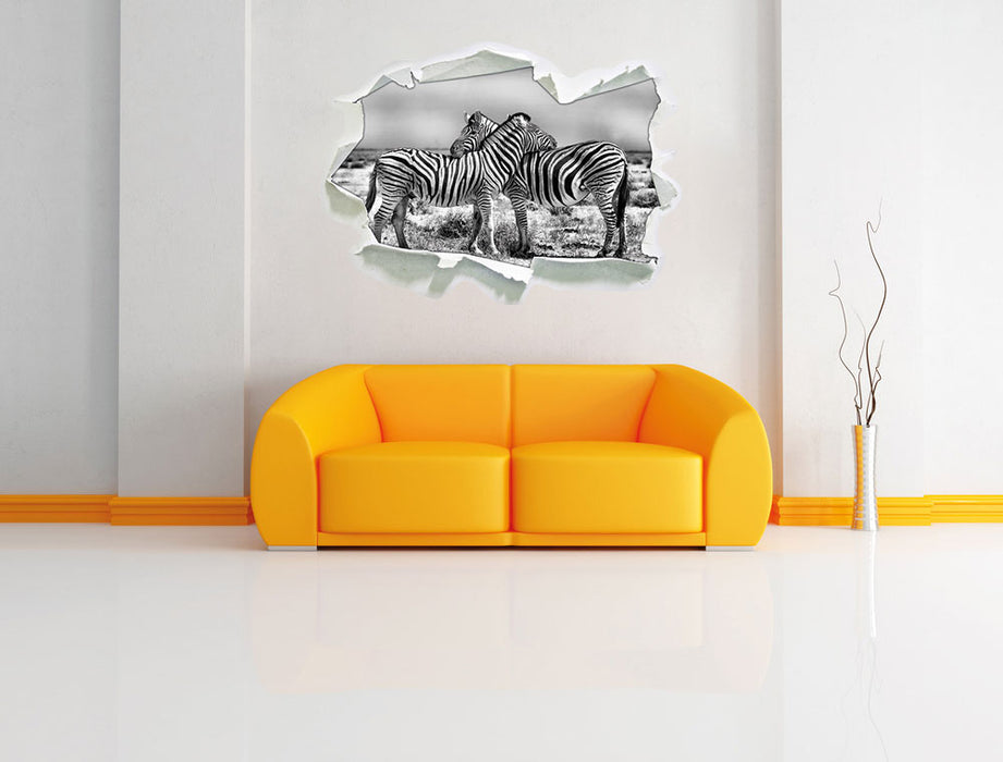 Schmusende Zebras 3D Wandtattoo Papier Wand