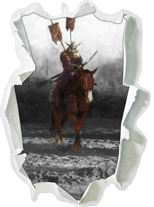 Samurai Krieger auf einem Pferd 3D Wandtattoo Papier