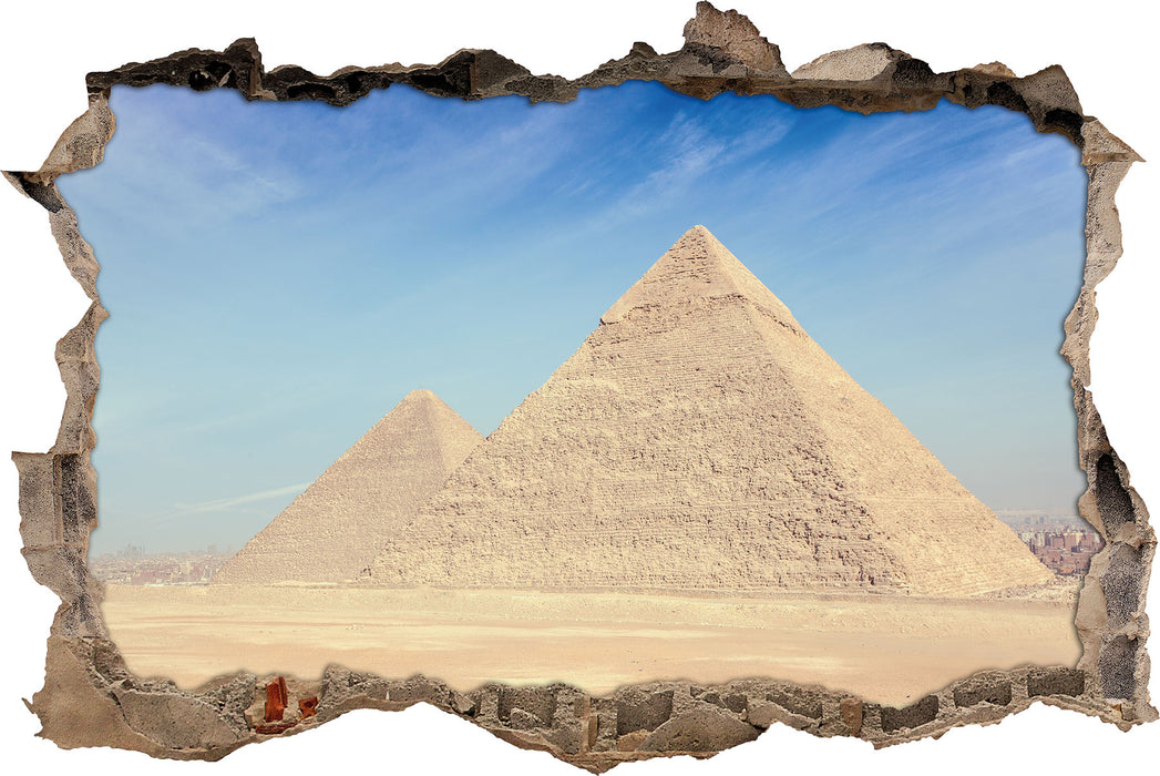 Beeindruckende Pyramiden von Gizeh  3D Wandtattoo Wanddurchbruch