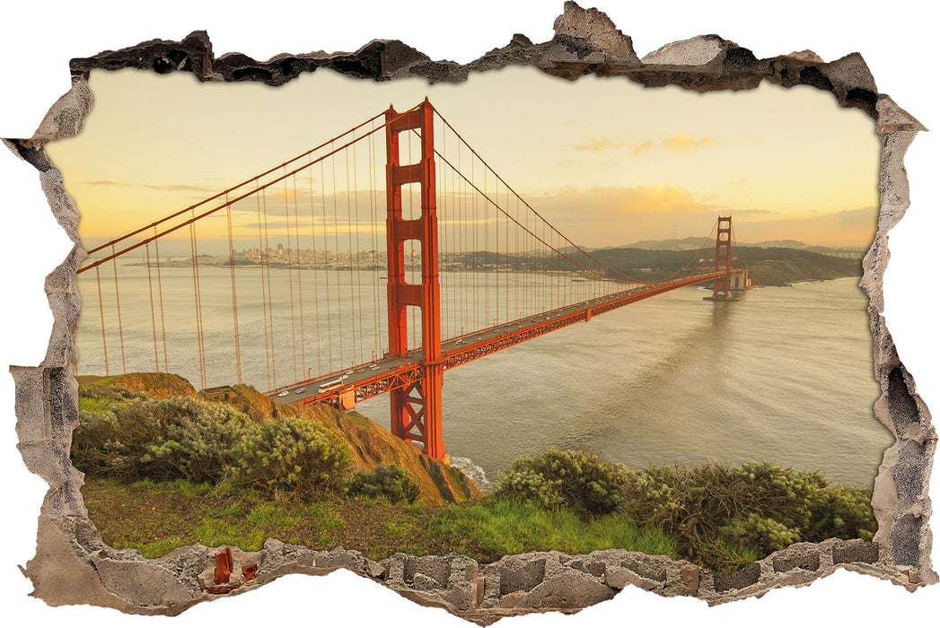 Pixxprint Prächtige Golden Gate Bridge, 3D Wandtattoo