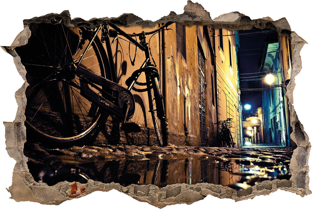 Pixxprint Seitengasse mit Fahrrad, 3D Wandtattoo