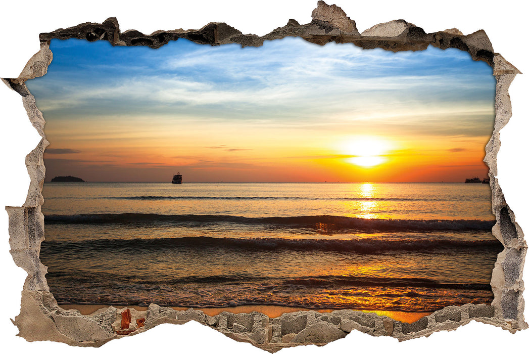 Pixxprint Strand Sonnenuntergang wunderschön, 3D Wandtattoo