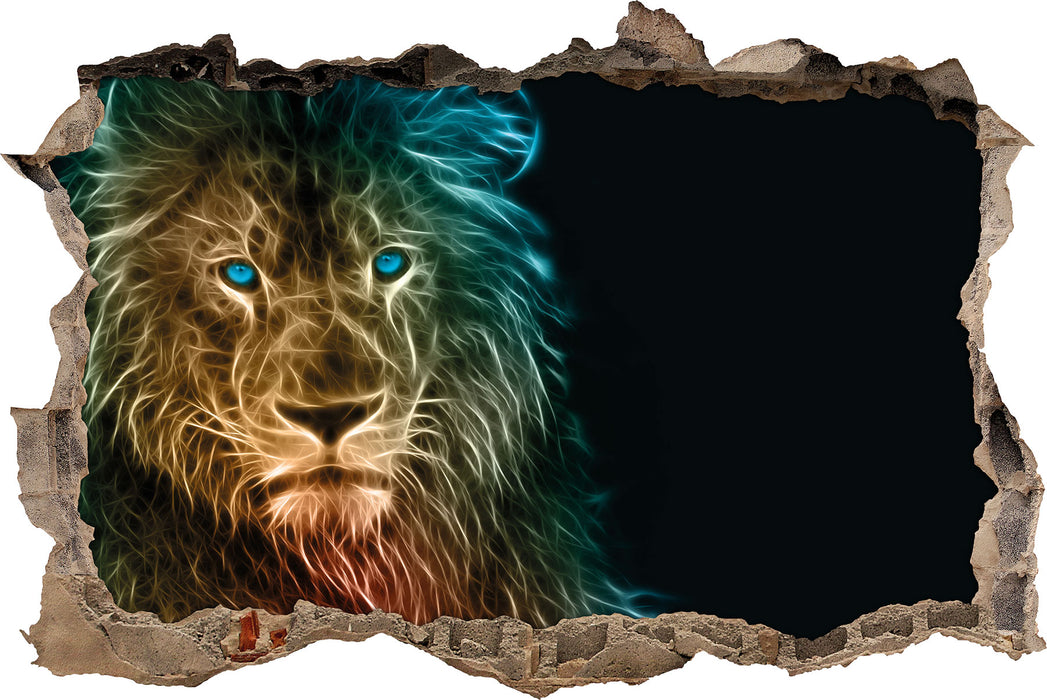 Pixxprint Stolzer Löwe Abstrakt, 3D Wandtattoo