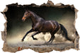 Anmutiges dunkles Pferd  3D Wandtattoo Wanddurchbruch