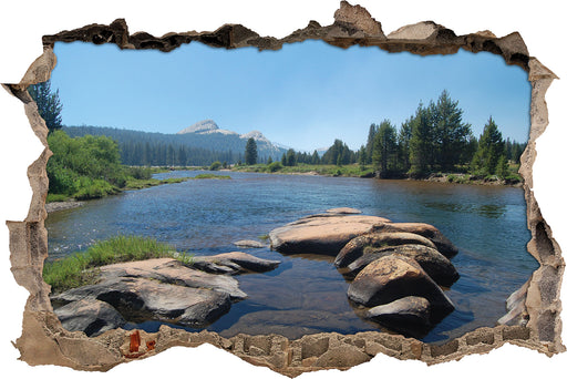 Fluss in Yosemite National Park  3D Wandtattoo Wanddurchbruch