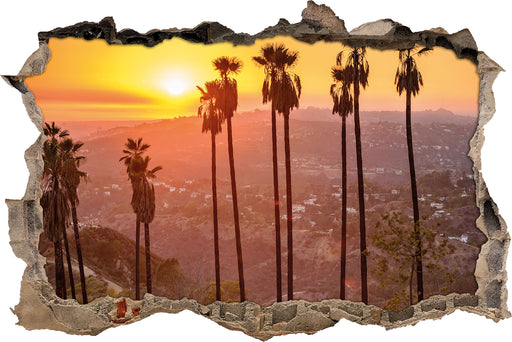 Blick auf Hollywood  3D Wandtattoo Wanddurchbruch