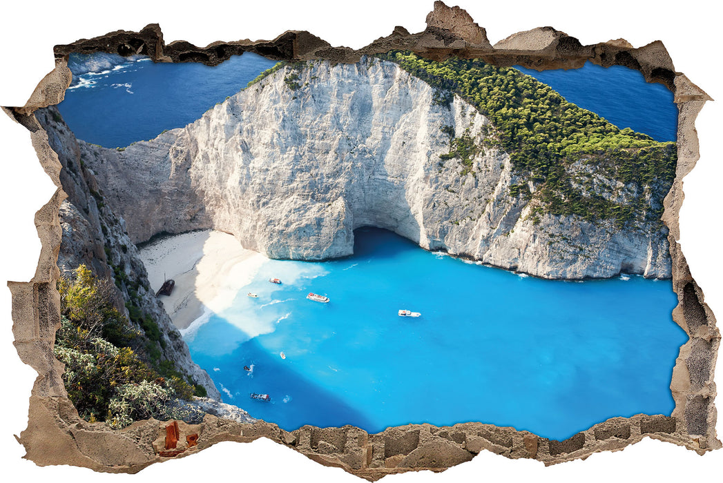 Pixxprint Bucht mit Sandstrand, 3D Wandtattoo