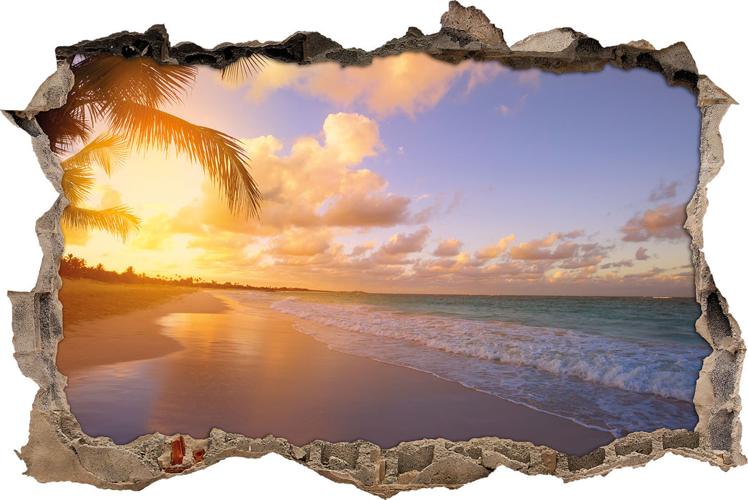Pixxprint Strand bei Sonnenuntergang, 3D Wandtattoo