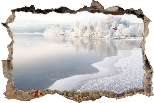 Atemberaubende Winterlandschaft  3D Wandtattoo Wanddurchbruch