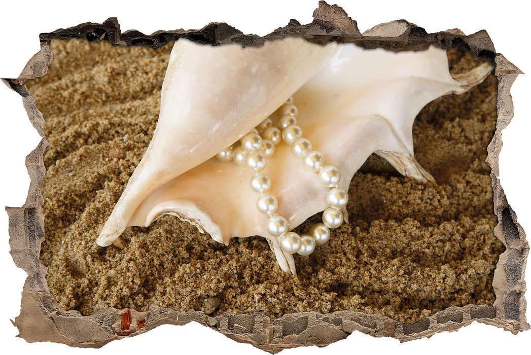 Pixxprint Muschel mit Perlenkette, 3D Wandtattoo
