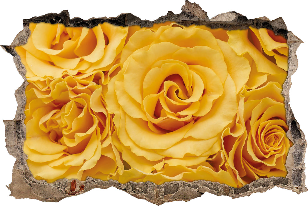 Pixxprint Wunderschöne gelbe Blüten, 3D Wandtattoo