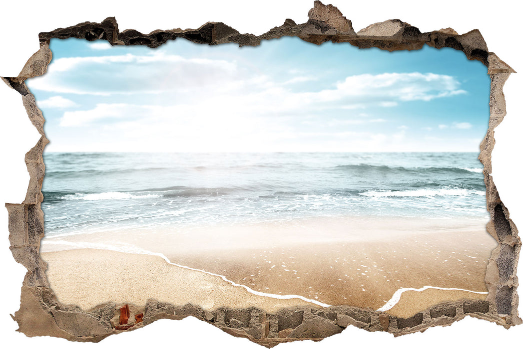 Pixxprint Wunderschöner weißer Sandstrand, 3D Wandtattoo