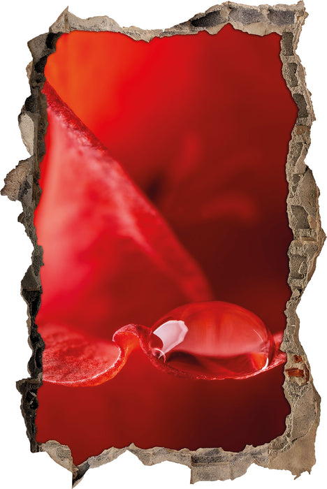 Pixxprint Tropfen auf Blüte Nahaufnahme, 3D Wandtattoo