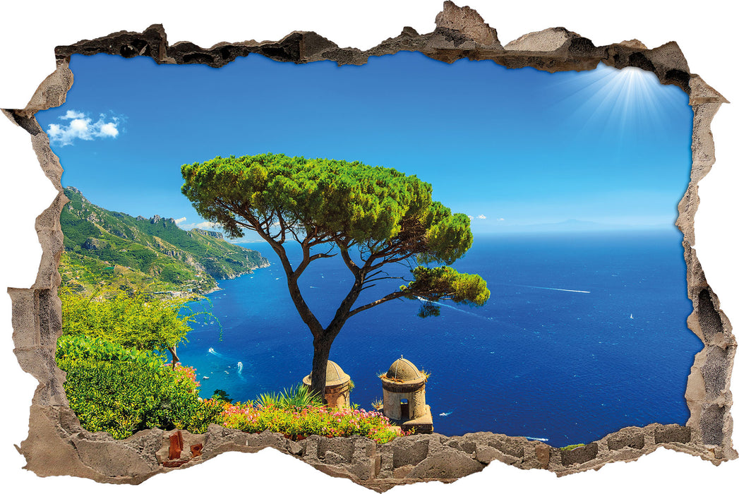 Pixxprint baum am blauen meer, 3D Wandtattoo