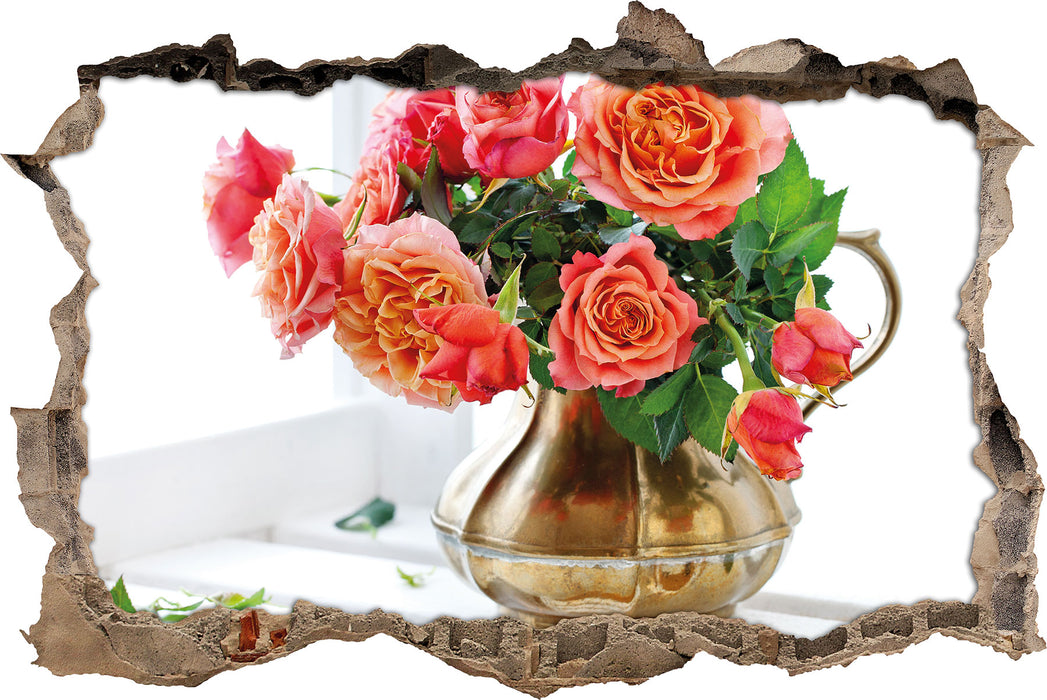 Pixxprint Rosen in Krug, 3D Wandtattoo