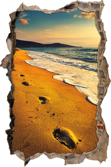 Pixxprint Fußabdrücke im Strand, 3D Wandtattoo