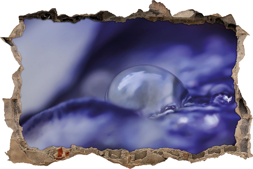 Pixxprint Nahaufnahme lila Wassertropfen, 3D Wandtattoo