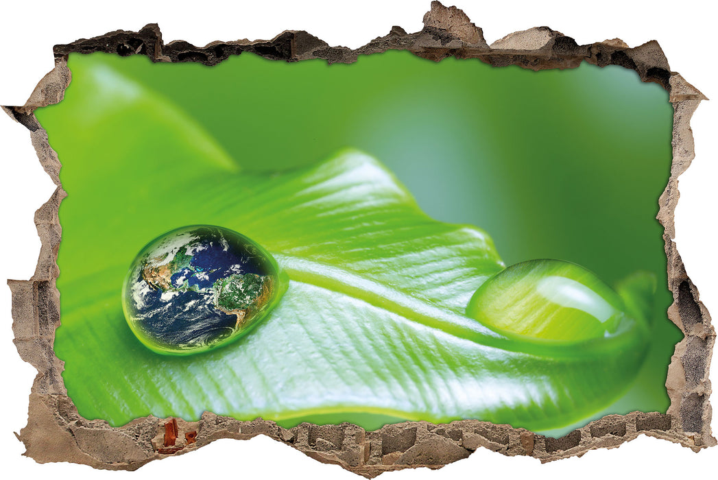 Pixxprint Tautropfen Planet Erde, 3D Wandtattoo
