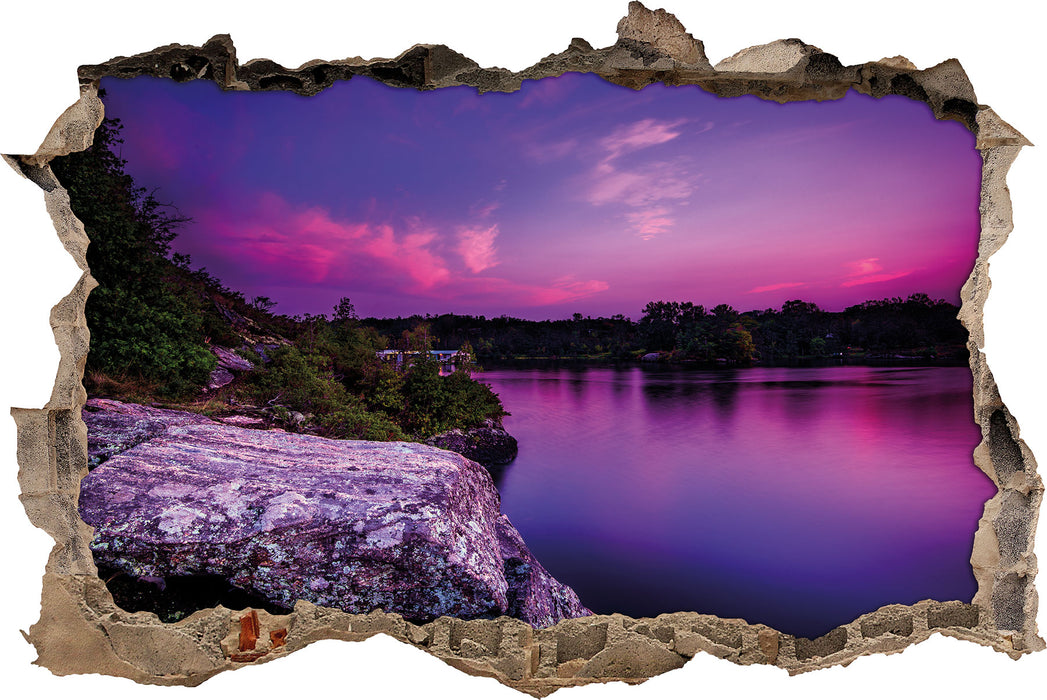 Pixxprint Lila Seelandschaft, 3D Wandtattoo