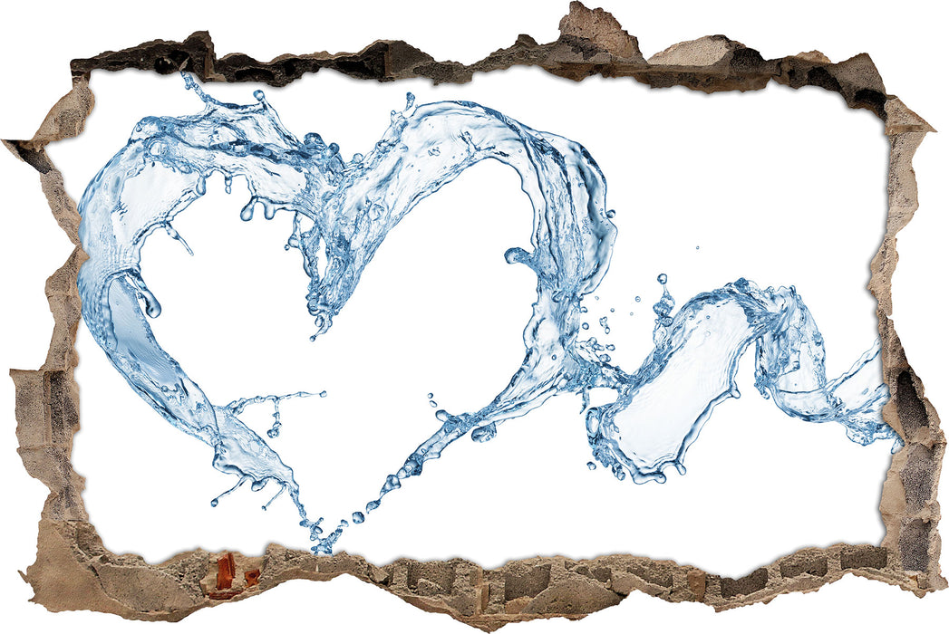Herz aus Wasser  3D Wandtattoo Wanddurchbruch