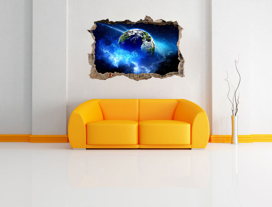 Planet Erde 3D Wandtattoo Wanddurchbruch Wand