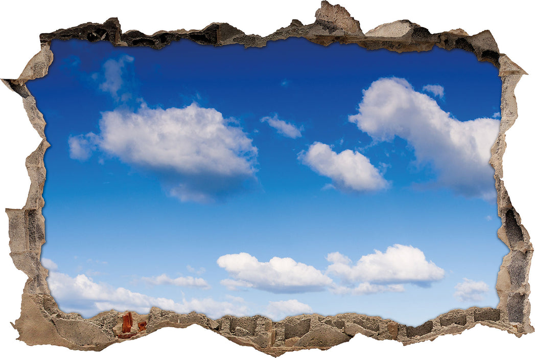 Pixxprint Wolken am blauen Himmel, 3D Wandtattoo