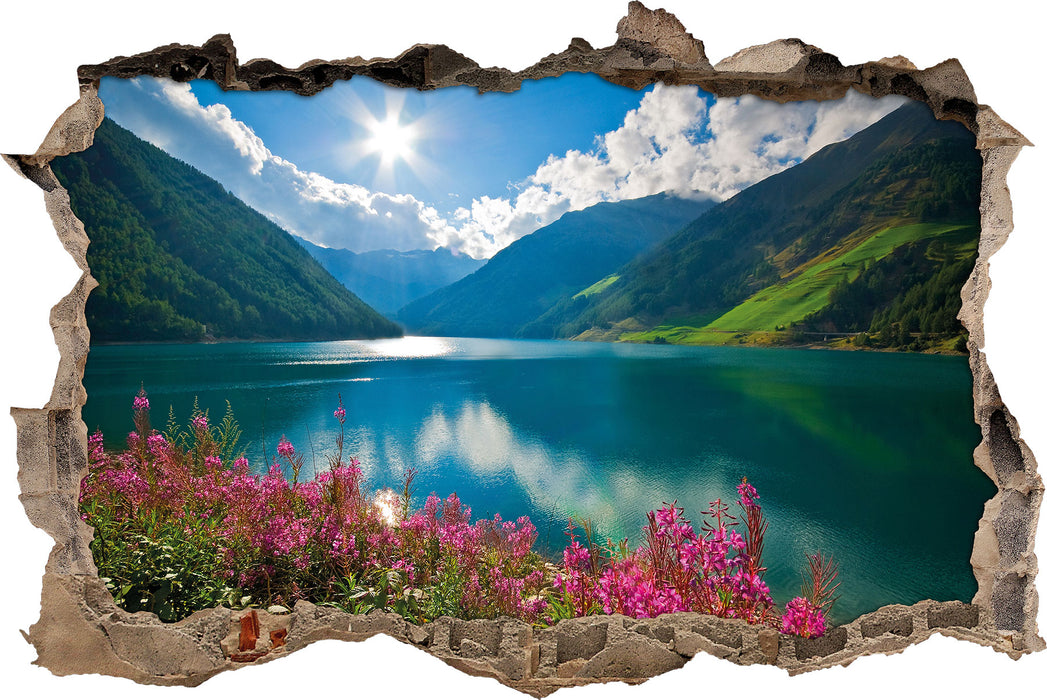 Pixxprint Blumenwiese See, 3D Wandtattoo