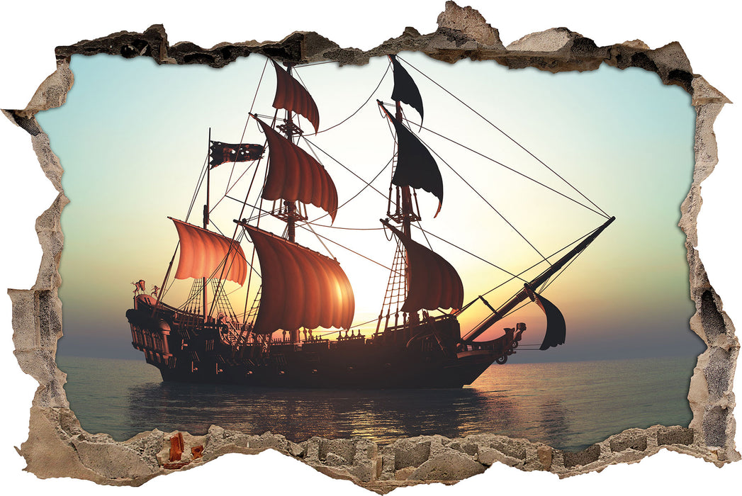 Pixxprint Altes Segelschiff, 3D Wandtattoo