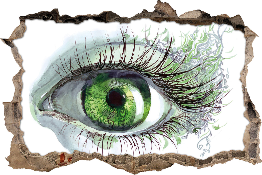 Pixxprint Grünes Auge, 3D Wandtattoo