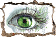Grünes Auge  3D Wandtattoo Wanddurchbruch