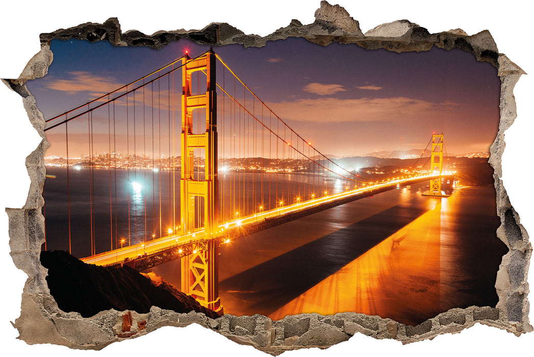 Pixxprint Golden Gate Bridge bei Nacht, 3D Wandtattoo