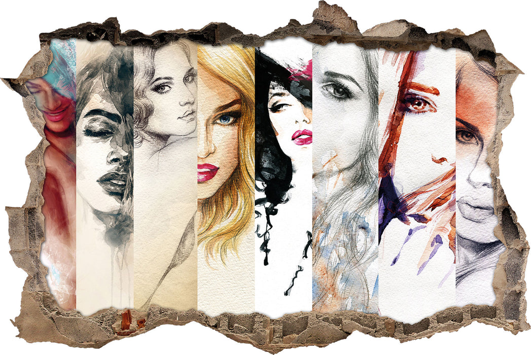 Pixxprint Haar Frisuren, 3D Wandtattoo