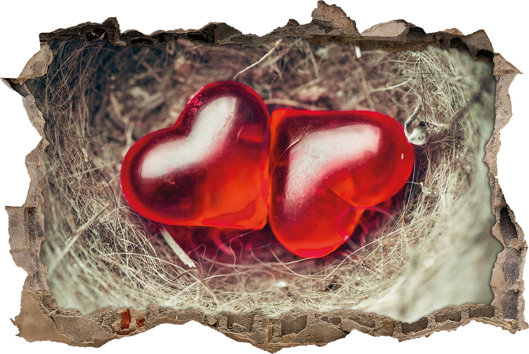 Pixxprint zwei Herzen, 3D Wandtattoo