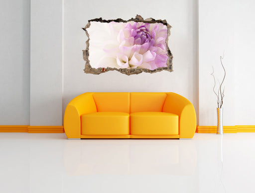 Traumhafte lila weiße Blüte 3D Wandtattoo Wanddurchbruch Wand