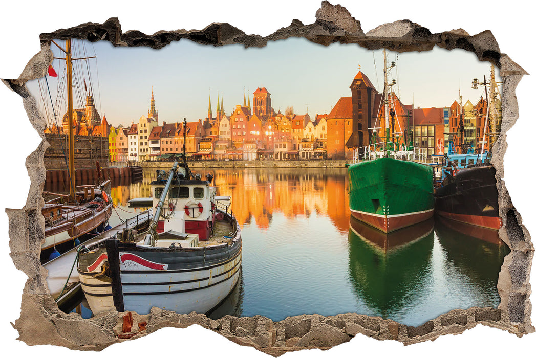 Pixxprint Hafen in der Dämmerung, 3D Wandtattoo