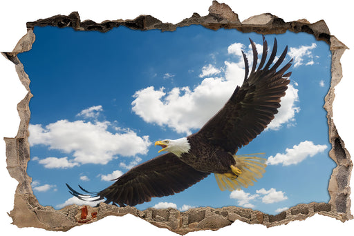 Adler fliegt über Berge  3D Wandtattoo Wanddurchbruch