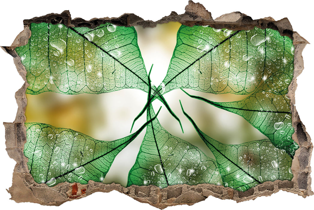Pixxprint Grüne Blätter, 3D Wandtattoo