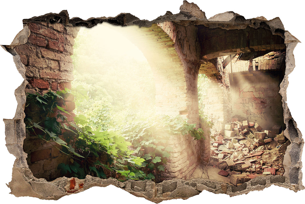 Pixxprint Alte Ruine, 3D Wandtattoo
